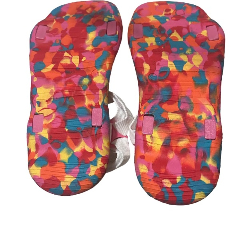 White and Pink Kids Sporty Sandals with Adjustable Straps - Picture 4 of 4